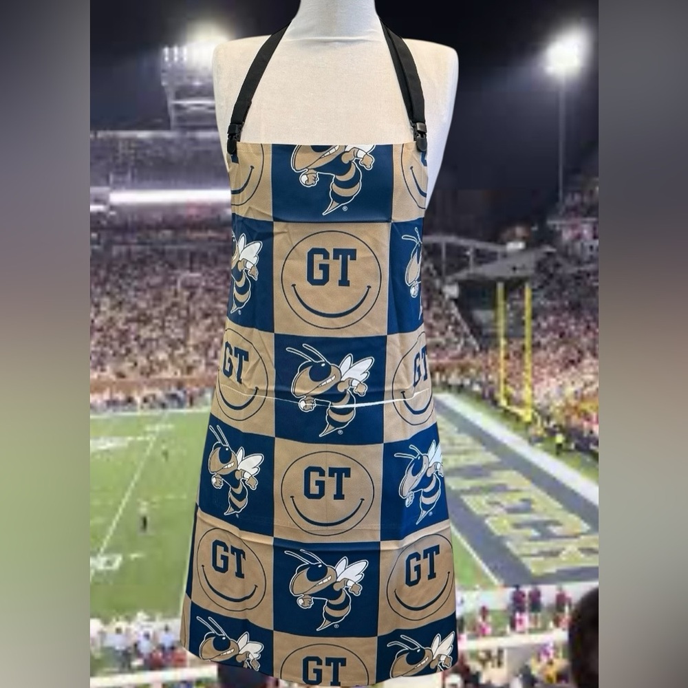 GEORGIA TECH Apron w/POCKETS ADJUSTABLE NECK Strap Tailgate Football Basketball